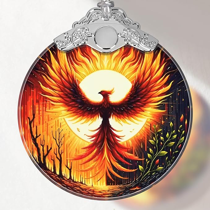 Phoenix Stained Glass Ornament, Christmas Ornaments, Christmas Tree Decorations, Phoenix Christmas Decor, Phoenix Ornaments for Christmas Tree, Holiday Presents, Gift Exchange Ideas