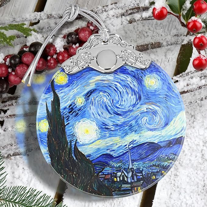 Starry Night Christmas Ornament - Stained Glass Hanging Decoration Idea