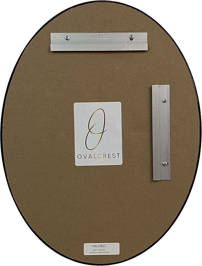 OVALCREST - Oval Wooden Beveled Wall Mirror for Home Decor, Bathroom, Vanity, Bedroom, Living Room, Hallway - London Style (Black Cherry) 17.1 x 21.1