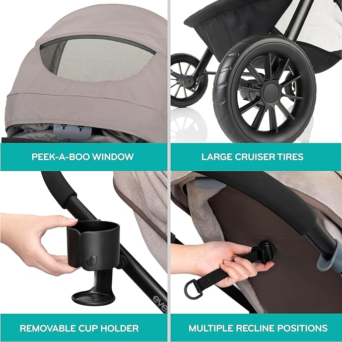 Evenflo Pivot Modular Travel System with LiteMax Preemie and Infant Car Seat (Dusty Rose Pink)