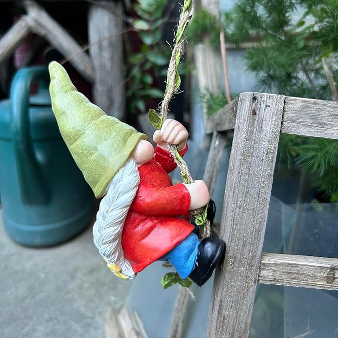Hanging Gnome Garden Statue Decoration,Climbing Garden Gnomes Statue Figurine Ornament for Indoor Outdoor Home Garden Decor，Gift for Women,mom
