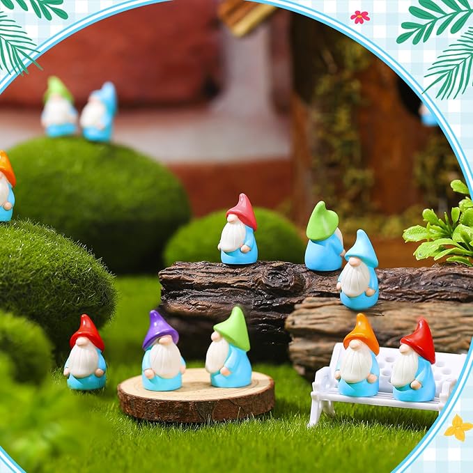 Mini Resin Gnomes Bulk Tiny Fairy Statues Small Gnomes Miniature Figurines for Landscape Outdoor Patio Yard Lawn Indoor Plant Pots Fairy Decor(120 Pcs,Mini Resin Dwarf)