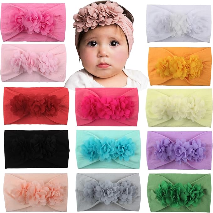 WZT Stretchy Knot Nylon Baby Headbands For Newborn Baby Girls Infant Toddlers Kids Bows Child Hair Accessories