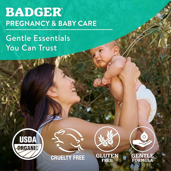 Badger Baby Balm, Organic Calendula Cream, Soothes Diaper Rash, Cradle Cap & Dry Skin, 100% Organic Baby Cream, Pediatrician Tested & Long Lasting, 2 oz Tin