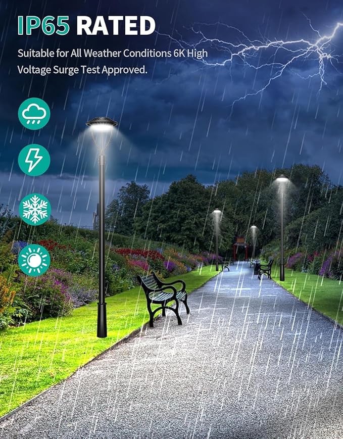 4 Pack LED Post Top Light ETL Listed 80W 64W 48W Adjustable Outdoor Pole Lights with Photocell IP65 Waterproof Post LED Fixture 5000K for Garden Yard Street Lighting