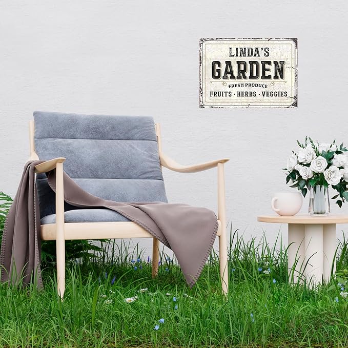 Custom Garden Fresh Produce Sign, Personalized Rustic Name for Backyard, Farm and Christmas Décor Sign, 10x14 Inches, Rust Free .040 Aluminum, Fade Resistant, Made in USA by Sigo Signs