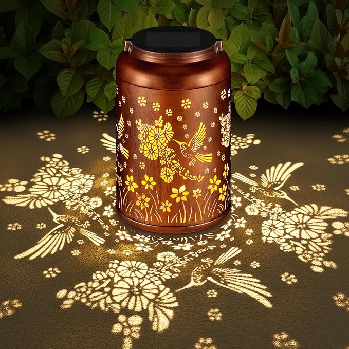 Solar Lanterns Outdoor, Waterproof Hanging Metal Solar Lanterns LED Decoration for Garden, Yard, Patio - Perfect Birthday Gifts for Women Mom Grandma(02-Red Bird)
