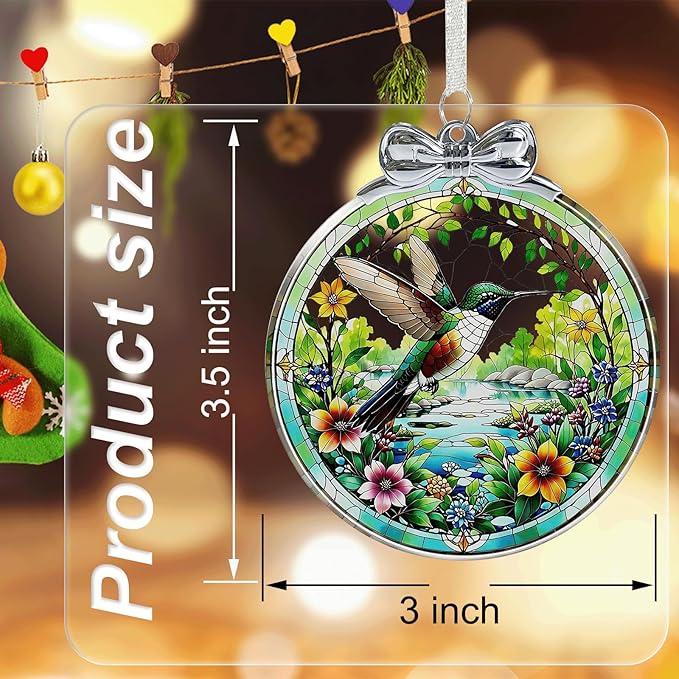 Hummingbird Christmas Ornament Crystal Glass with Gift Box- Hanging Ornaments for Christmas Tree, Christmas Ornaments Xmas Decorations, Holiday Keepsake Present Exchange Ideas