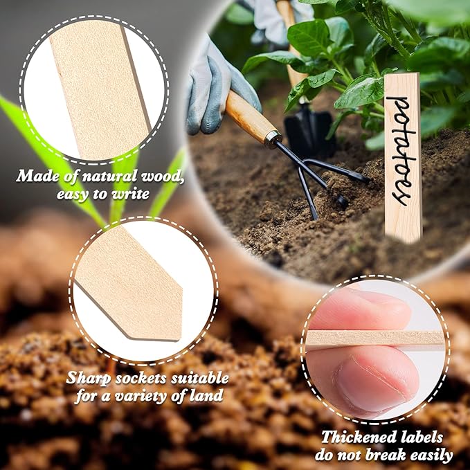 Zkptops 100Pcs Wooden Plant Labels Plant Tags 6 Inch Garden Plants Markers Waterproof Seed Labels Markers Sticks Outdoor Garden Label Stakes Sign Wooden Plants Name Tags for Seedling Vegetables Flower