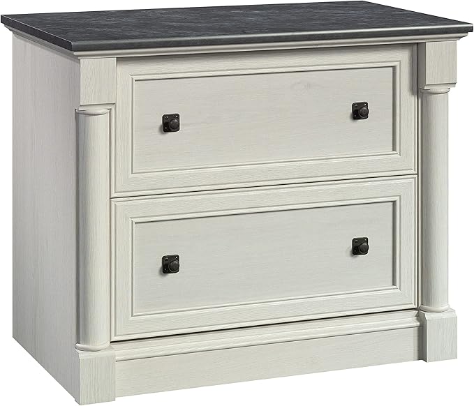 Sauder Palladia 2 Drawer File Cabinet, Lateral Filing Cabinets for Home Office, Hanging File Folders Organizer, Interlocking Drawers, in Glacier Oak Finish