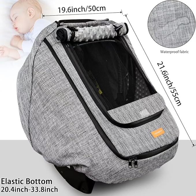 Waterproof Baby Car Seat Cover，Cold Weather Carseat Cover for Babies,Infant Car Seat Cover Canopy for Boy Girls,Windproof Car Seat Canopy for Boys & Girls, Keeps Babies Warm and Cozy