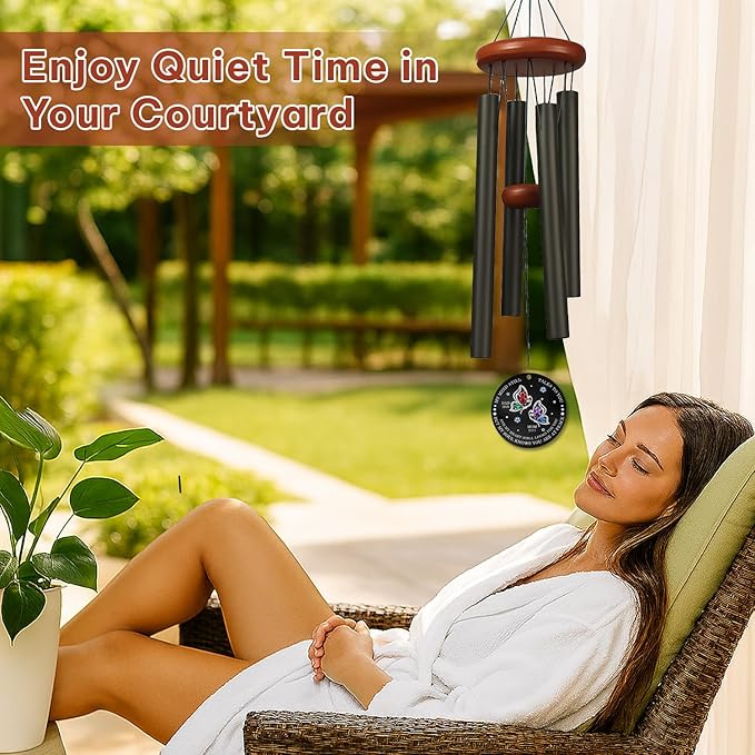 Personalized Butterfly Memorial Wind Chime – “My Mind Still Talks to You” Custom Engraved Names & Years – Sympathy Gift for Loss of Parents or Loved Ones – Outdoor Memorial Windchime Keepsake