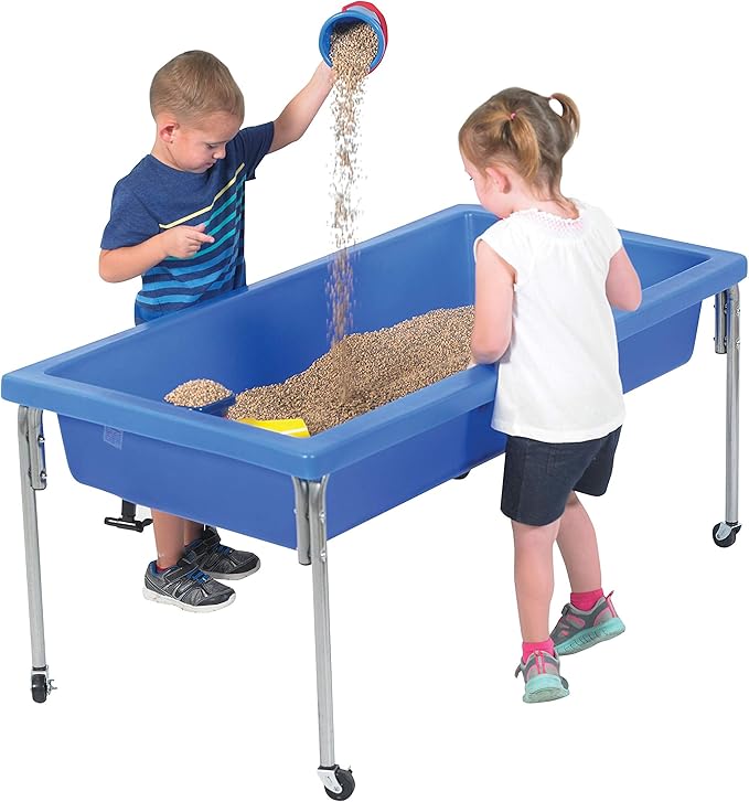 Children's Factory 24" Large Sensory Table, Sandbox with Lid, Water Table for Kids, Blue