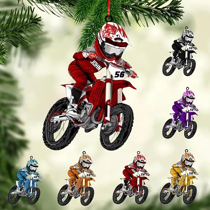 Personalized Dirt Bike Acrylic Ornament 2025, Personalized Christmas Tree Decoration, Unique Holiday Keepsake, Gift for Dirt Bike Lovers, Riders, Family Style 2