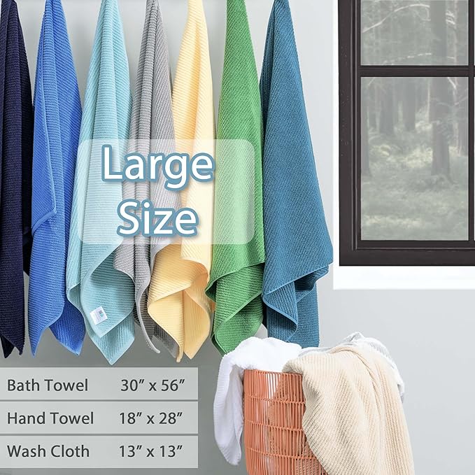 VOOVA & MOVAS Green Towels for Bathroom, 100% Cotton | Quick Dry | Soft | Thick
