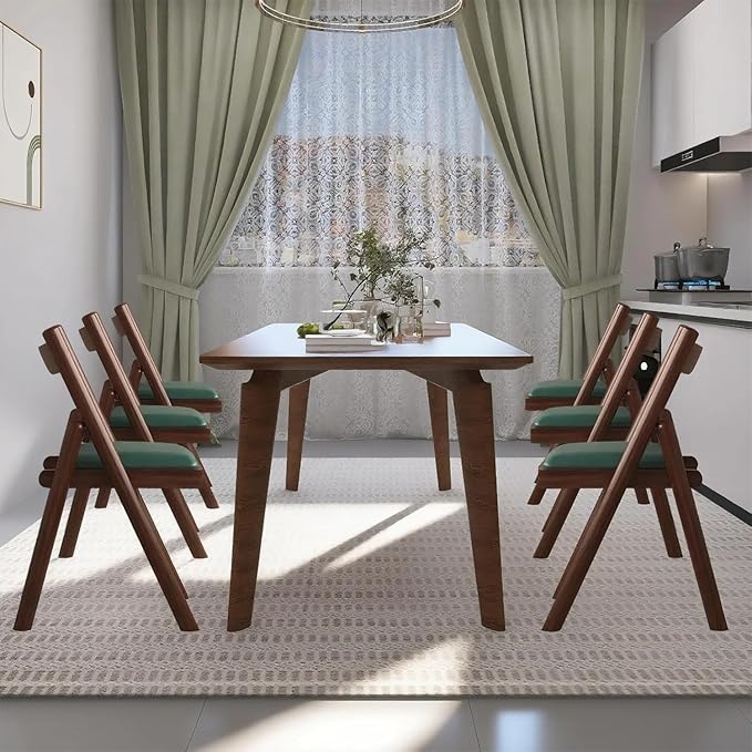 Folding Chairs with Cushion, Solid Wood Padded Foldable Chair, Folding Dinings Chairs Portable and Assembled Seat for Guests Kitchen Office Wedding and Party
