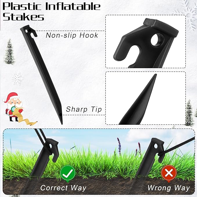 Aodaer 16 Pieces Plastic Inflatable Stakes 8.8 Inch Christmas Halloween Yard Stakes Heavy Duty Anchor Replacement Inflatable Accessories for Garden Outdoor Inflatable Decorations, Black