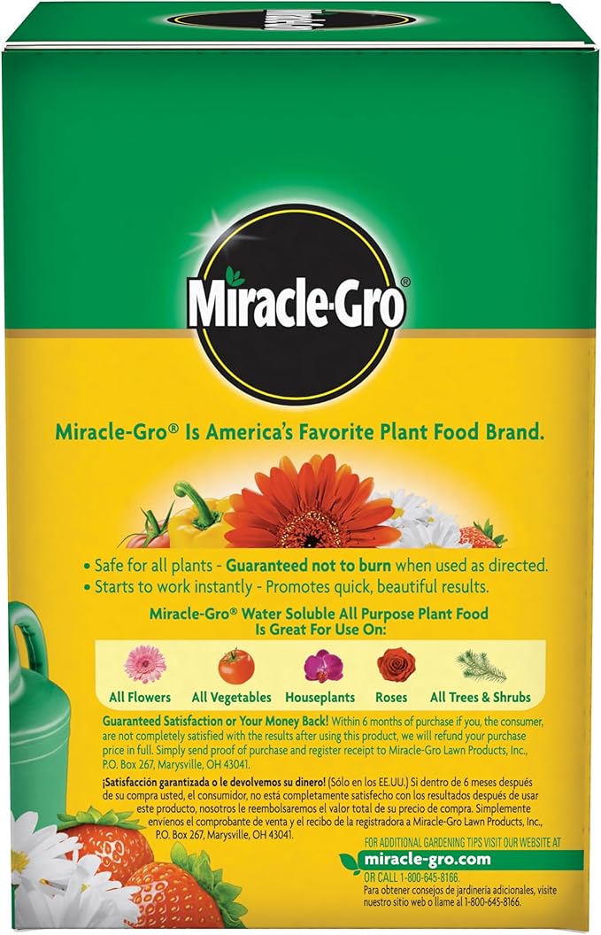 Miracle-Gro Water Soluble All Purpose Plant Food, For All Indoor or Outdoor Plants, Roses, Flowers, Vegetables, Houseplants, Trees, and Shrubs, 1.5 lbs