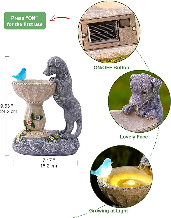 Dachshund Dog Statues for Bird Bath: Outdoor Sculptures for Garden Lawn Patio Yard Balcony Porch - Unique Gifts for Mother Grandma Women