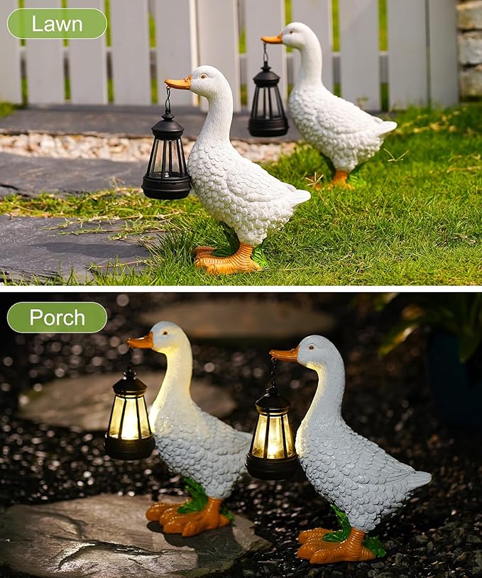 Nacome Solar Goose Outdoor Statues for Garden: Porch Decor with Warm Lantern Clearance for Outside Yard Art Lawn Ornaments Patio Balcony - Gifts for Grandma Mom Women