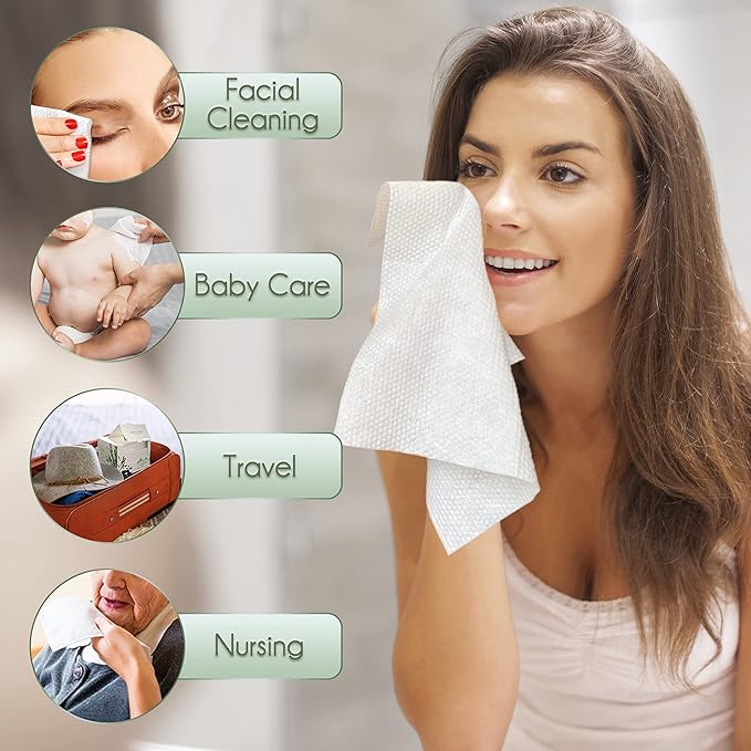 Bamboo Viscose Disposable Face Towel Biodegradable Large Dry Face Wipes 60