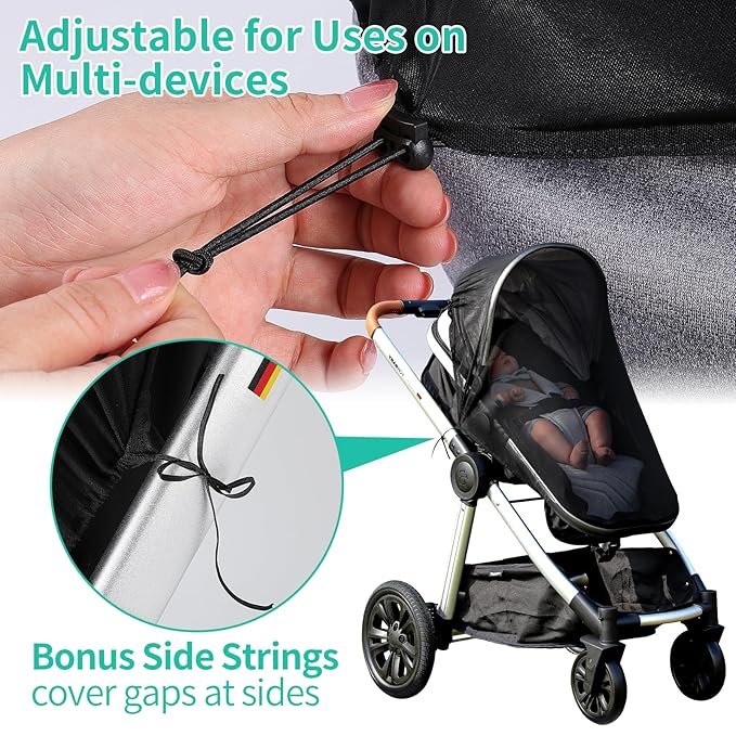 Stroller Mesh Shade Stroller Net Cover Baby Car Seat Carrier Shade-Ventilated and See Through Mesh