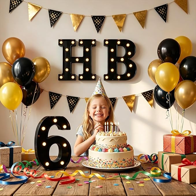 OYCBUZO Light Up Black Alphabet Marquee Number Sign LED Marquee Number Lights Sign for Night Light Home Bar Christmas Lamp Birthday Party Wedding Decoration 0