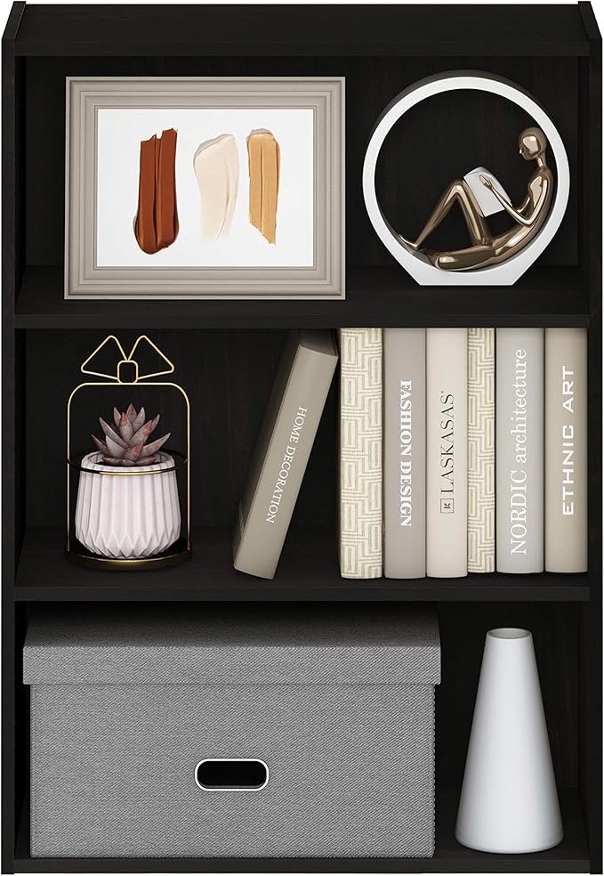Furinno Pasir 3-Tier Open Shelf Bookcase, Espresso