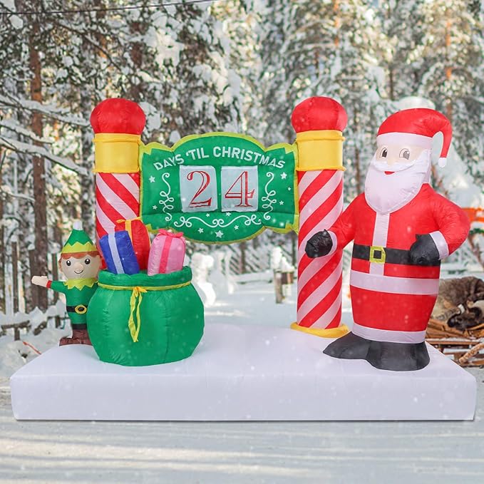 Vipush 6.9 FT Christmas Inflatable Decorations Countdown Christmas Decorations Outdoor Inflatable with LED Light, Outdoor Holiday Decor Blow Up Yard Decor