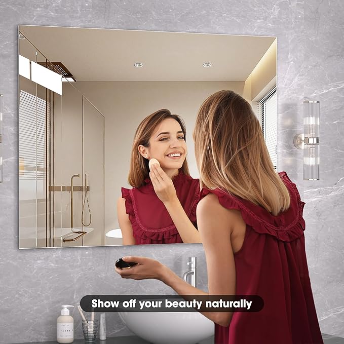 Hasipu Bathroom Mirror for Wall Vanity Mirror 20"x28"-2pcs, Frameless Mirror for Bathroom Sink, Rectangle Modern Horizontal or Vertical