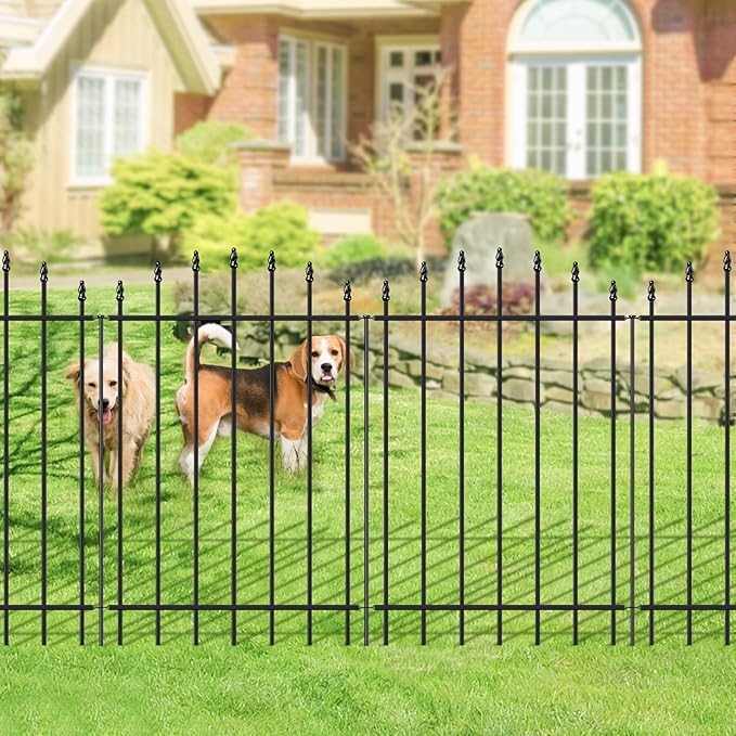 Metal Garden Fence 36 in H x 12 ft L, 6 Panels + 7 Stakes Border Dog Fence Panels Animal Barrier, No Dig Garden Fencing for Yard Patio Flower Bed Lawn Outdoor, Arch Black