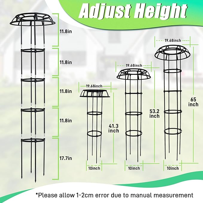 Garden Trellis for Climbing Plants Outdoor, 65 Inch Mushroom Top Trellis for Climbing Plants, Plant Trellis Support for Potted Plants Climbing Vine Rose Clematis Vegetable Trellis, 1 Pack