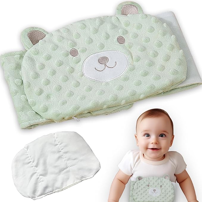 Baby Colic Relief Gripe Belt Seed Heating Pad with Gentle Warmth Tummy Wrap for Soothing Gas and Upset Stomach (Green, 0m+)