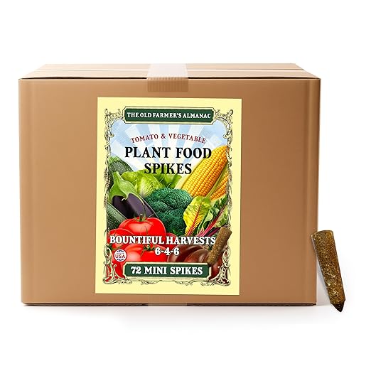 The Old Farmer's Almanac Tomato & Vegetable Plant Food Mini Spikes - NPK 6-4-6 for Continuous Feeding and Bountiful Harvests (72 Mini Spikes)