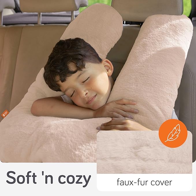 Baby Uma Car Pillow for Kids - Soft 'n Cozy U-Shaped Kids Travel Pillow, Machine Washable Cover & PP Cotton Filling, Car Seat Head Support Toddler, Neck Pillows for Travel (Blush)