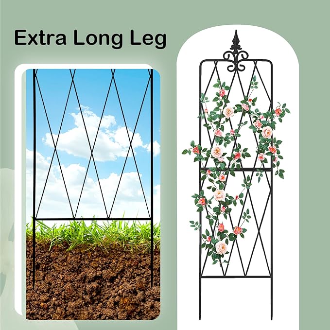 Garden Trellis for Climbing Plants Outdoor, Metal Garden Trellises, Decorative Garden Fencing Flower Trellis with Durable Powder Coating for Vines Plant Rose, Vegetable Support, Black (4, Pattern-A)