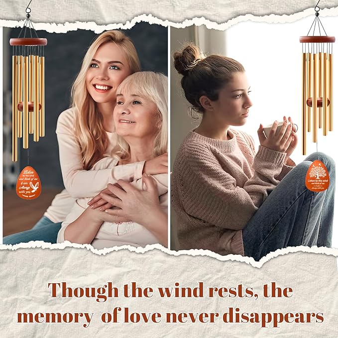 Memorial Wind Chimes, 25" Sympathy Gifts for Loss of Loved One, Memorial Gifts for Loss of Mom Dad, Bereavement Gift Ideas for Garden Home Outdoors