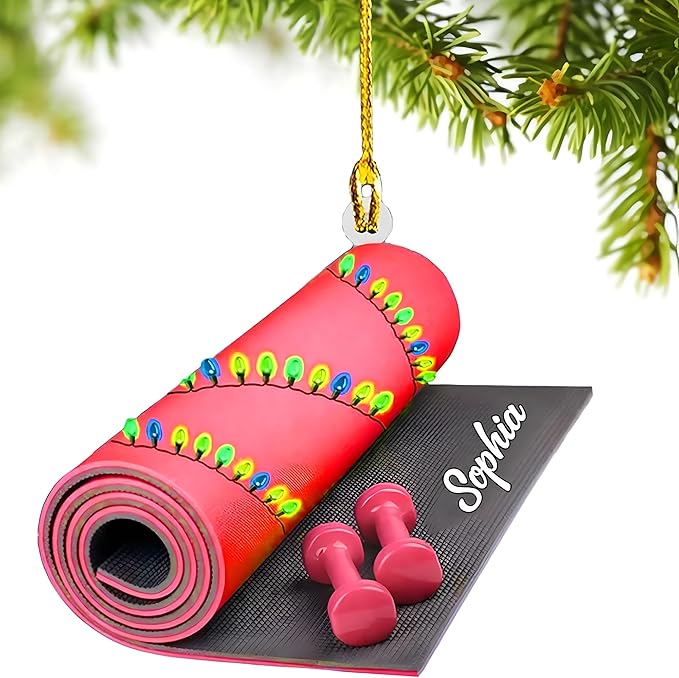 Noni Personalized Yoga Ornament, Custom Name Acrylic Christmas Decoration, Custom Name Mat Decor, Gift for Coach, New Yogi