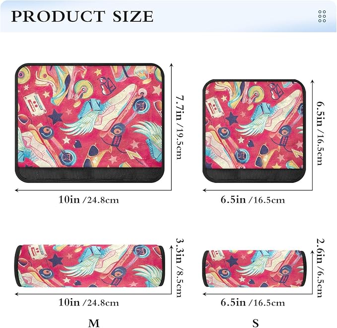 CHIFIGNO Playful Cartoon Roller Skates Red Seat Belt Cover Pad Soft Shoulder Seatbelt Pads Pack of 2 Car Seat Shoulder Pads Protect Your Neck and Shoulder