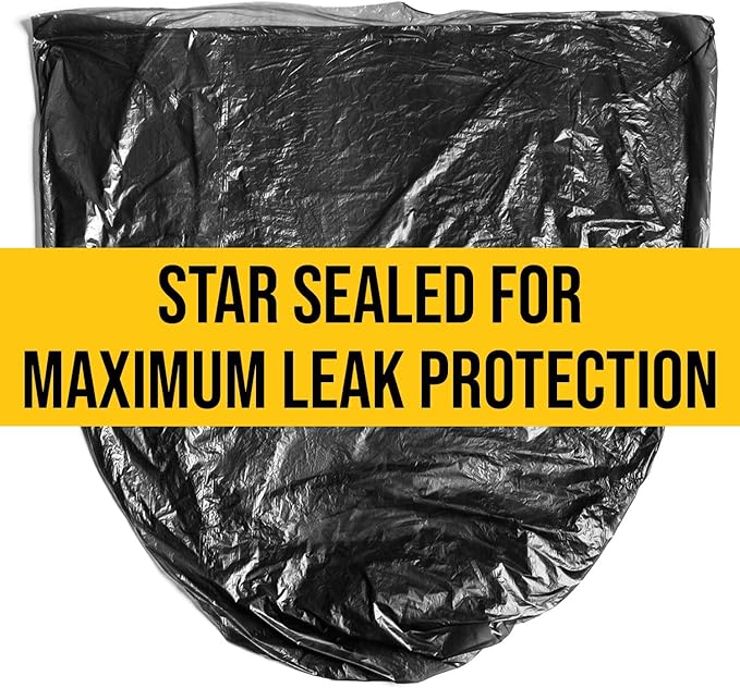 Aluf Plastics 44 Gallon 1.5 MIL Black Heavy Duty Trash Bags