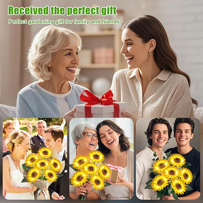 Sunflower Solar Lights Outdoor Decor, 4 Pack Solar Garden Decor 24 Waterproof Solar Sunflower Outdoor Lights for Garden Patio,Flower Bed, Pathway, Gift for Women, Mom, Grandma