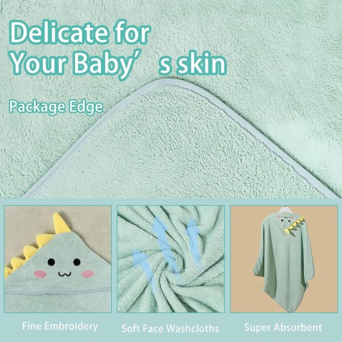 Baby Hooded Towels,31 x 31 in Baby Washcloths, Infant Super Soft Baby Bath Towels with Hood for Toddlers1-3,Highly Absorbent Viscose Hooded Towel for Boys, Girls, Newborn Essentials