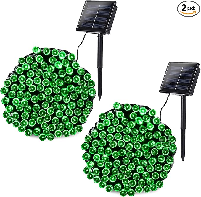 Joomer Green Solar Christmas Lights, 2 Pack Total 144FT 400 LED 8 Modes Waterproof Solar Christmas Lights Outdoor for Garden Yard Patio Christmas Decoration