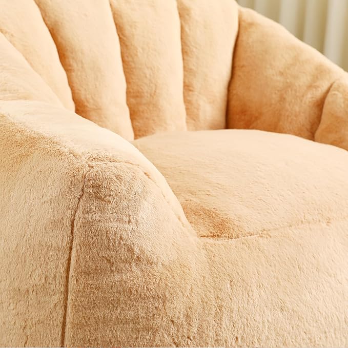 Furniliving Bean Bag Chair, Giant Bean Bag Chair Stuffed Floor Sofa for Adults Comfy Bean Bag Sofa with Back Support, Oversized Bean Bag Couch for Living Room Bedroom Dorm Office, Faux Leather, Brown