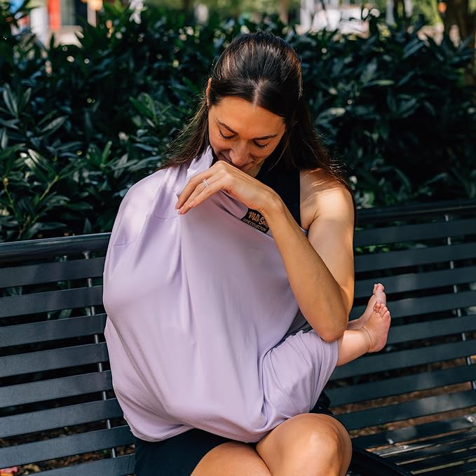 Milk Snob Original 5-in-1 Luxe Nursing Cover in Lavender - Added Privacy Breastfeeding Cover, Car Seat Cover for Carrier, Stroller, High Chair, Shopping Cart, Lounger Canopy, Newborn Essentials