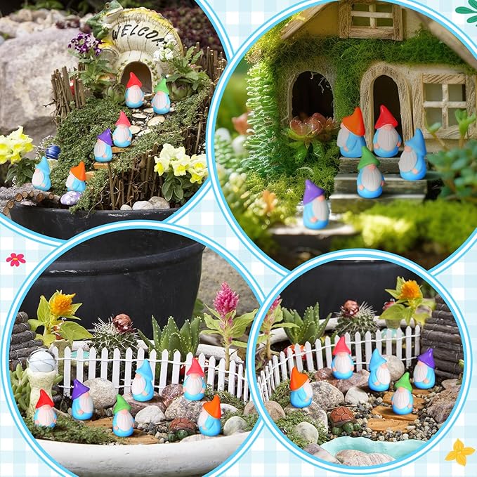 Mini Resin Gnomes Bulk Tiny Fairy Statues Small Gnomes Miniature Figurines for Landscape Outdoor Patio Yard Lawn Indoor Plant Pots Fairy Decor(180 Pcs,Mini Resin Dwarf)