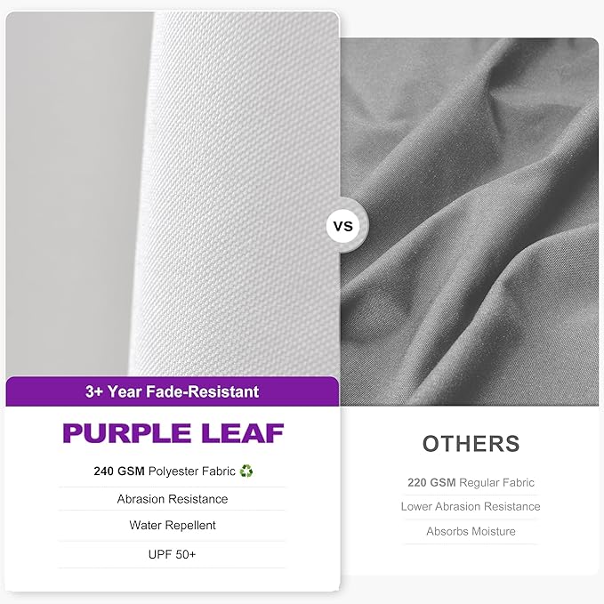 PURPLE LEAF 9.8' X 9.8' Patio Umbrella with Base Outdoor Cantilever Swivel Square Umbrella with Tilt Aluminum Offset Umbrella with 360-degree Rotation for Garden Deck Pool Patio White