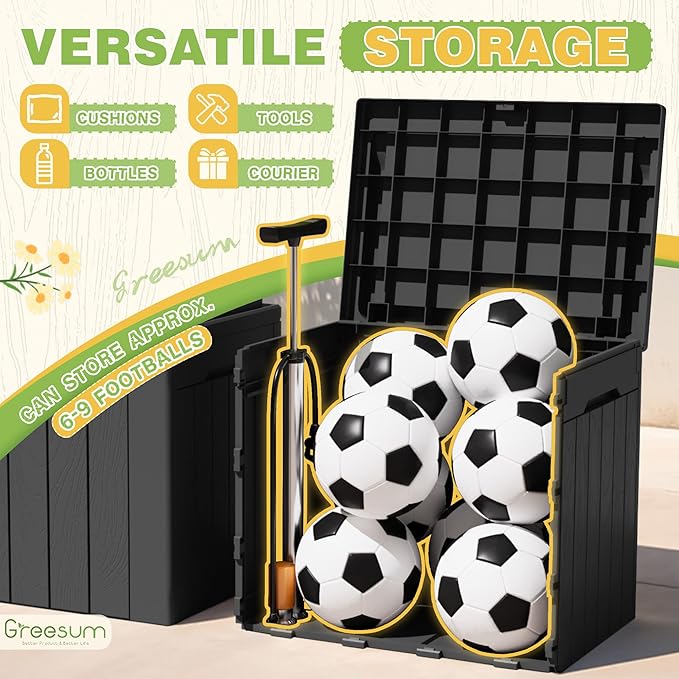 Greesum 31 Gallon Deck Box for Outside, All Weather Outdoor Storage Boxes for Patio Furniture Set, Package Delivery Box,Garden Tools, Gray(Set of 2)