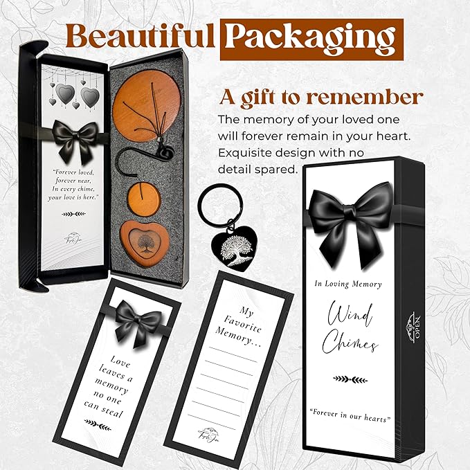 32" Tree of Life Memorial Wind Chimes for Outside – Sympathy Wind Chimes for Loss of Loved One – Remembrance Gift for Mom Dad Husband Wife Son Daughter – Includes Optional Photo Pendant & Keychain