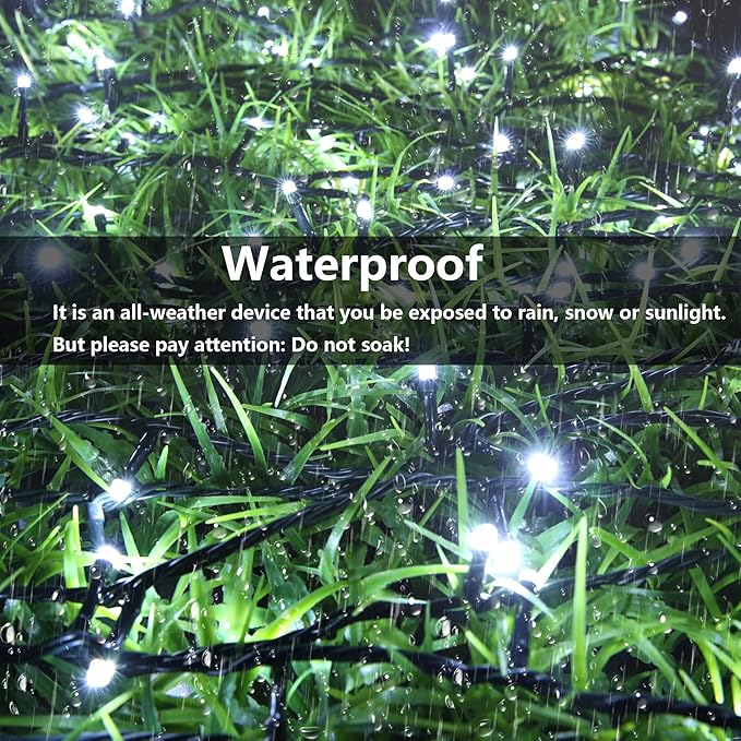Joomer Solar Christmas Lights Outdoor, 105FT 300 LED 8 Modes Solar String Lights Waterproof Fairy Tree Lights for Garden Yard Patio Christmas Decoration(White)